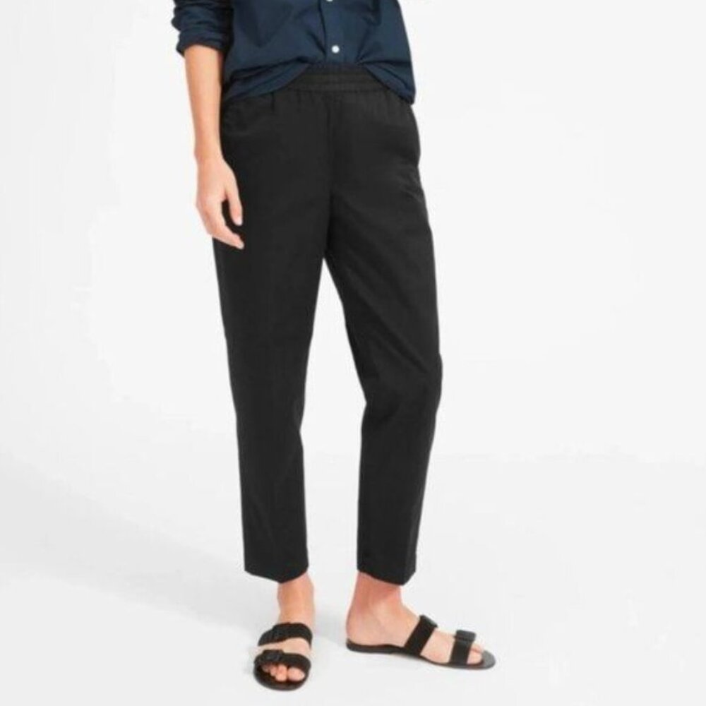 Everlane The Easy Chino Straight Leg High Waist Comfort Cotton Pant Black 2